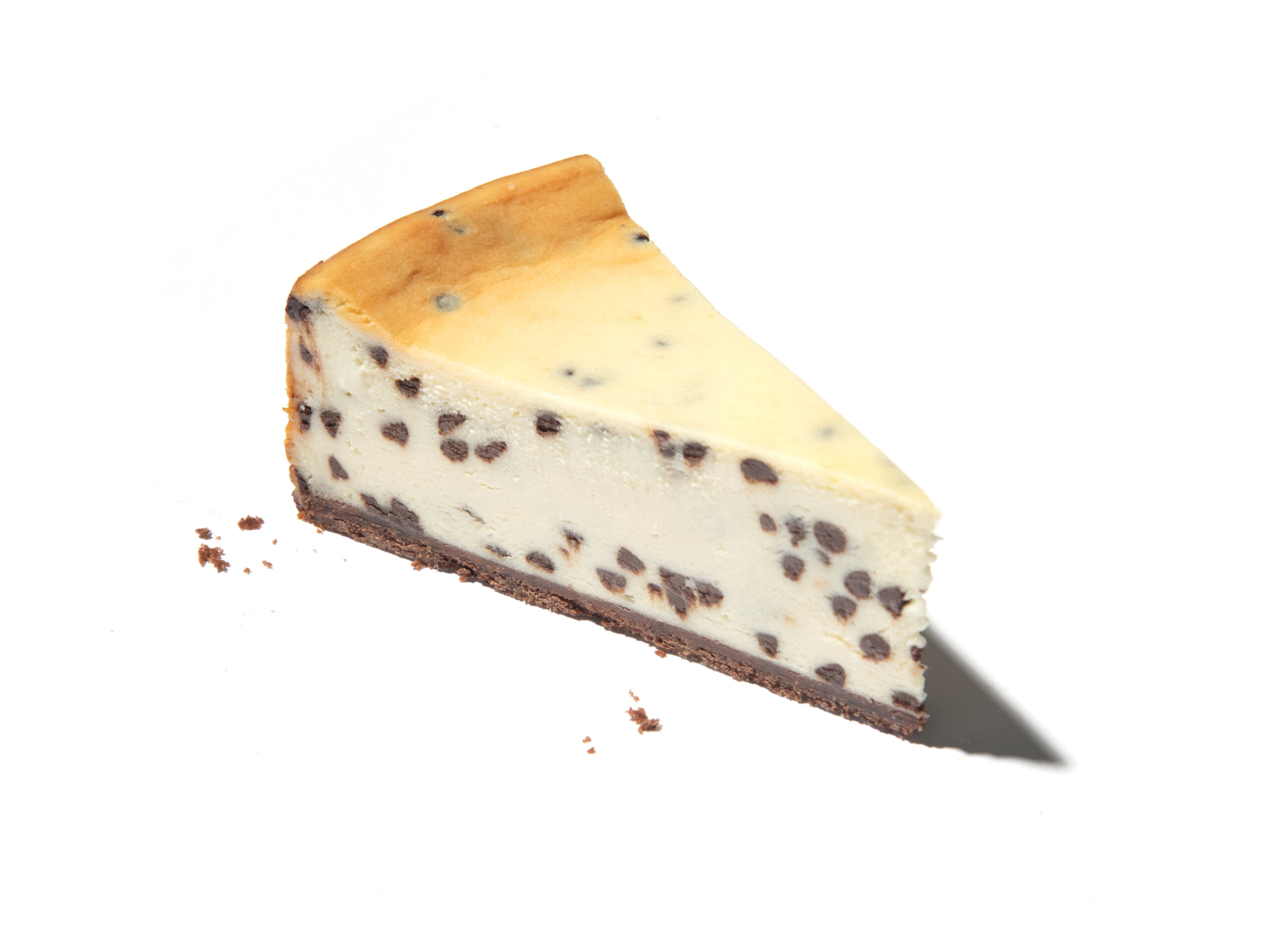 A slice of Eli's Chocolate Chip Cheesecake