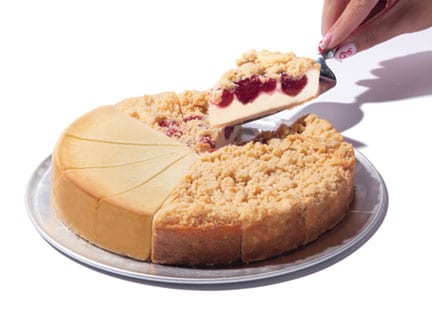 Midwest Sampler Cheesecake with cherry, apple, and plain cheesecakes