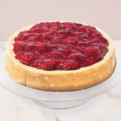 A strawberry-topped cheesecake