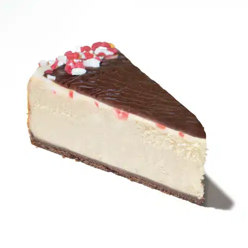 A slice of peppermint cheesecake