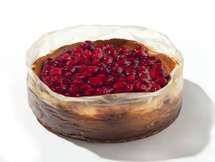 Basque Cheesecake with cranberries on top