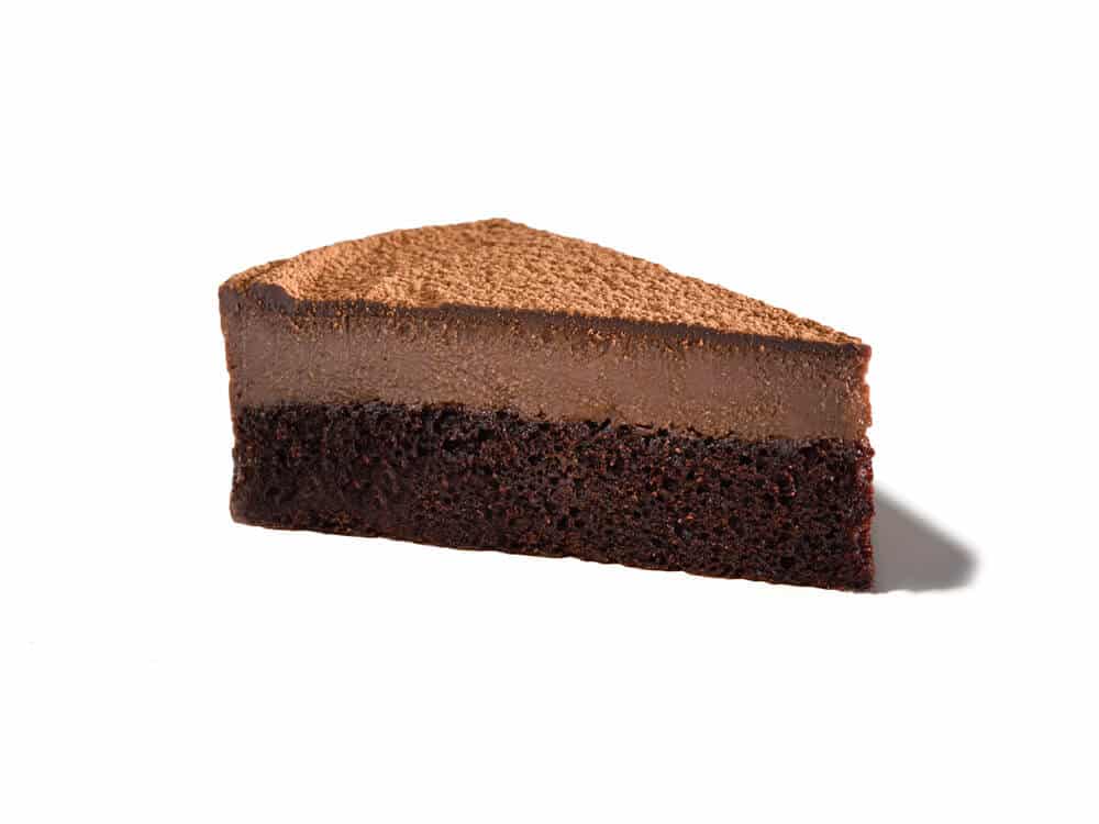 a slice of vegan chocolate "cheesecake"