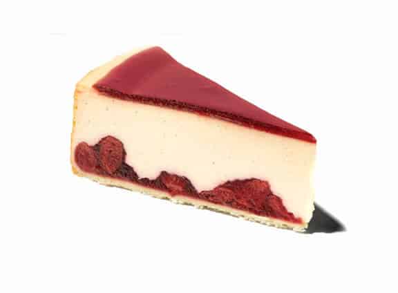 A slice of Cherry Vanilla Bean Cheesecake