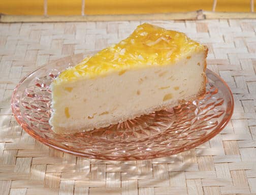 A slice of Hawaiian cheesecake