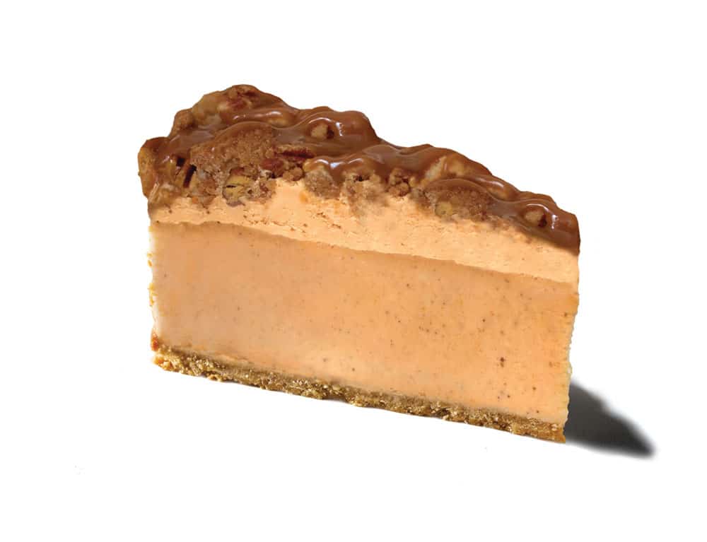 A slice of Pumpkin Praline Cheesecake