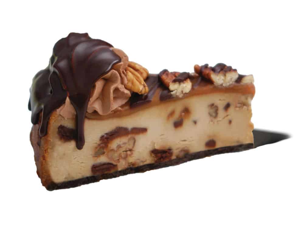 A slice of Eli's Totally Turtle Cheesecake