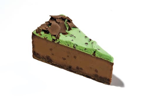 A slice of Irish Mint Cheesecake
