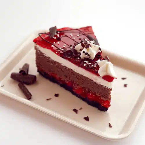 A slice of Black Forest Cheesecake